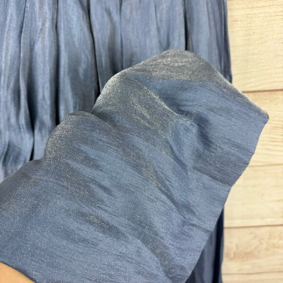 Free People Arlo Pleated High Rise Wide Leg Slit Hem Sheen Trouser Pants Size 6 - Picture 5 of 12